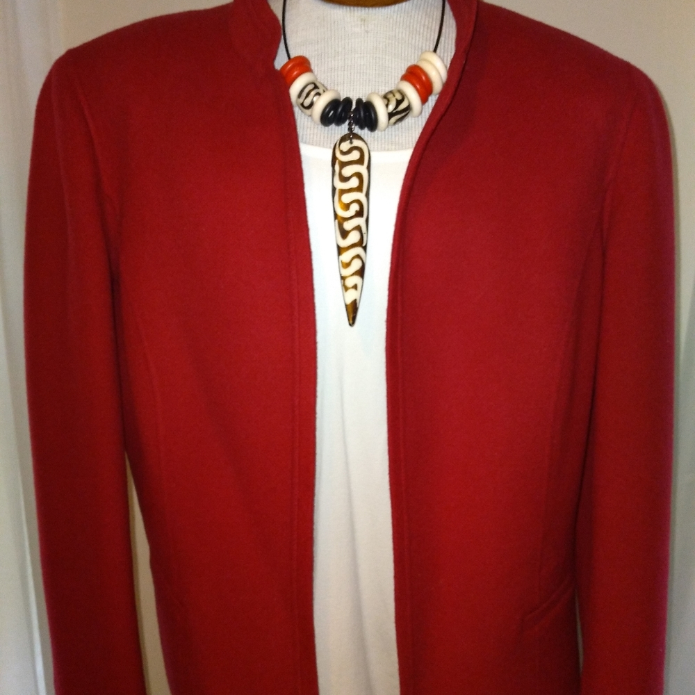 Red Talbots Wool Open Jacket